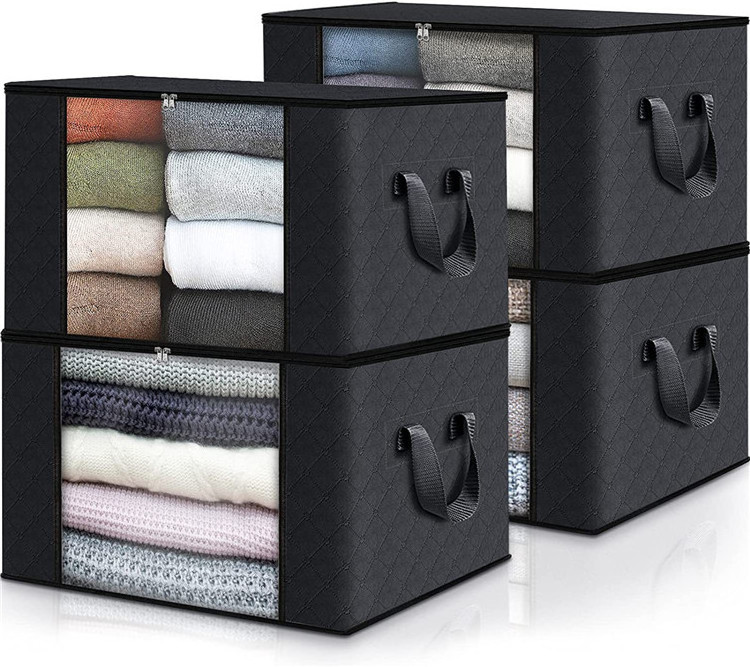 Sweaters Blanket Coats Closet Foldable Fabric Clothing Quilt Storage Bag Organizer With Reinforced Handle