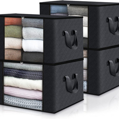 Sweaters Blanket Coats Closet Foldable Fabric Clothing Quilt Storage Bag Organizer With Reinforced Handle