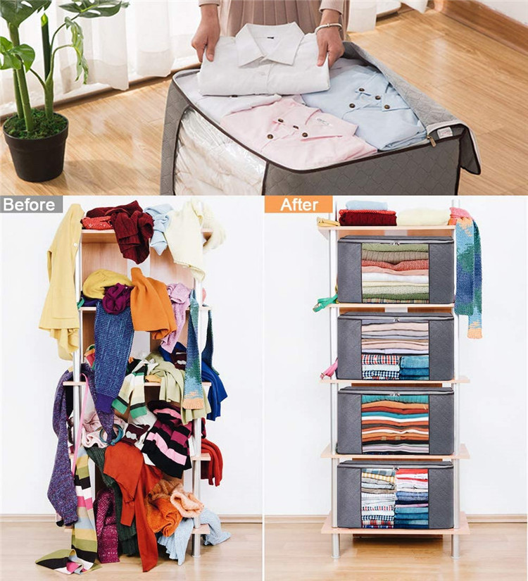 Large Zipper Blanket Comforters Bedding Clothes Organizer Closet Wardrobe Storage Folding Closet Organizer