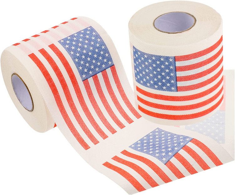 Wholesale Funny Novelty Toilet Paper Printing US Flag Custom Printed Toilet Paper