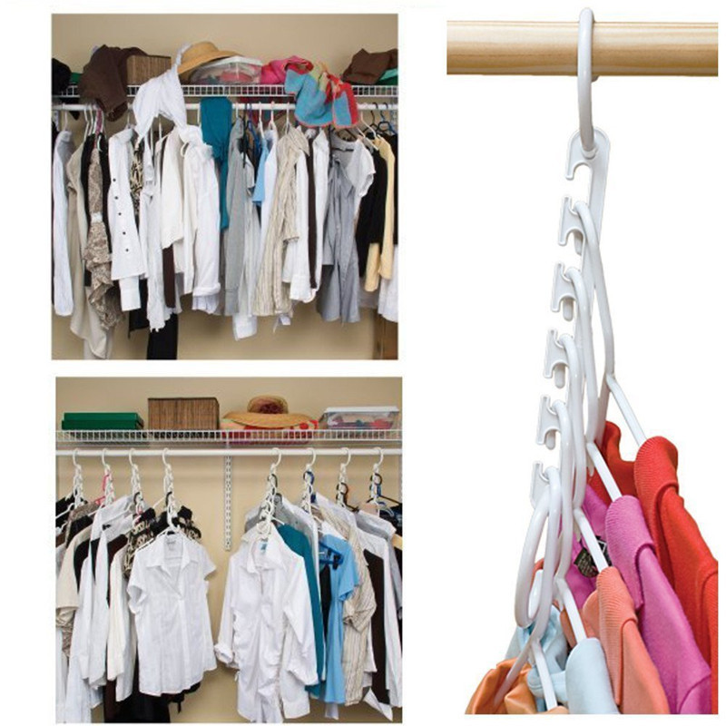 Factory Wholesale 8pcs Clothes Hanger Rack Portable Plastic Clothing Hook Magic Closet Organizer