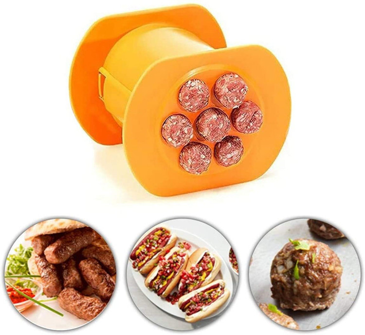 Custom Logo One Press Non Sticky Barbecue Grilling Party Cevapcici Manual Meat Sausage Hot Dog Mold Maker