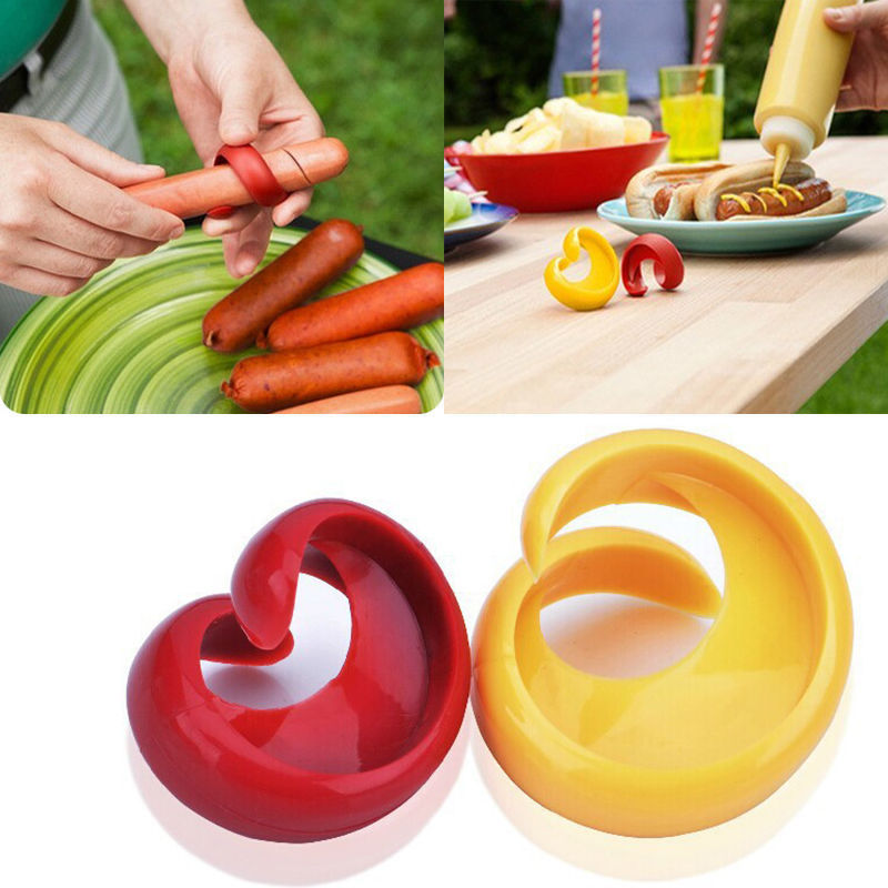 Factory Wholesale 2pc/Lot Kitchen BBQ Tool Set Manual Fancy Sausage Cutter Spiral Hot Dog Cutter Slicer