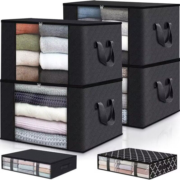 Sweaters Blanket Coats Closet Foldable Fabric Clothing Quilt Storage Bag Organizer With Reinforced Handle