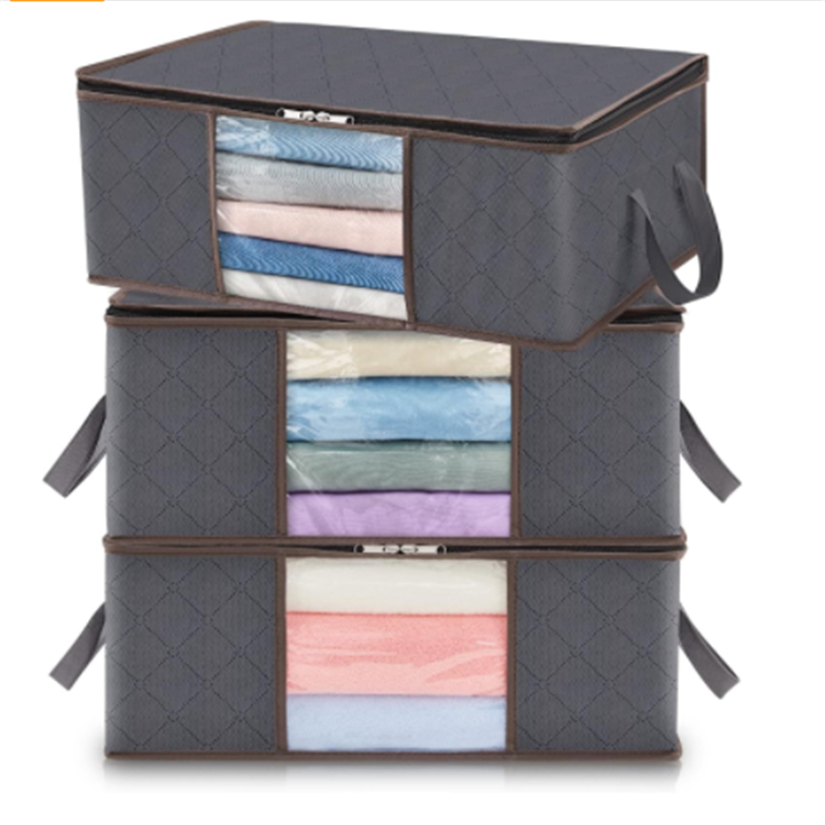 Sweaters Blanket Coats Closet Foldable Fabric Clothing Quilt Storage Bag Organizer With Reinforced Handle