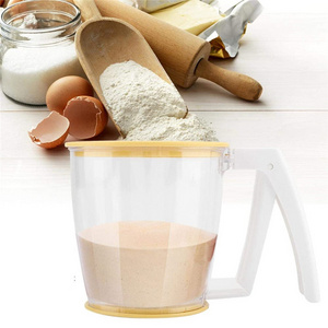 Factory Wholesale Hand held Baking Powdered Sugar Plastic Flour Strainer Cup Powder Mesh Sieve Flour Sifter