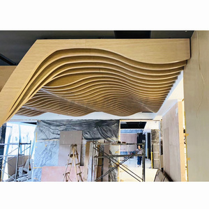 Aluminum Alloy U Shape Suspended Ceiling Strips Linear Acoustic Extrusion Indoor 3D Curved Wavy Ceiling