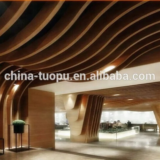 Interior Decoration Materials Curved Aluminium Art Ceiling Panel Suspended Aluminium Baffle Stretch Ceiling Tiles