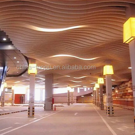 Interior Decoration Materials Curved Aluminium Art Ceiling Panel Suspended Aluminium Baffle Stretch Ceiling Tiles