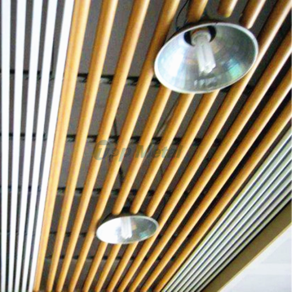 Wood Grain Ceiling Suspended Round Pipe Aluminum Ceiling Pop Design