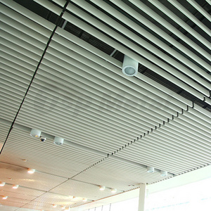 Rectangular Shape Tube Aluminium Baffle Ceiling / U Shape Linear Square Tube Faux Wood Pattern Metal Drop Ceiling Panels