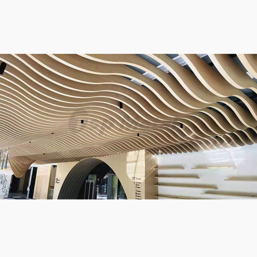 Aluminum Alloy U Shape Suspended Ceiling Strips Linear Acoustic Extrusion Indoor 3D Curved Wavy Ceiling