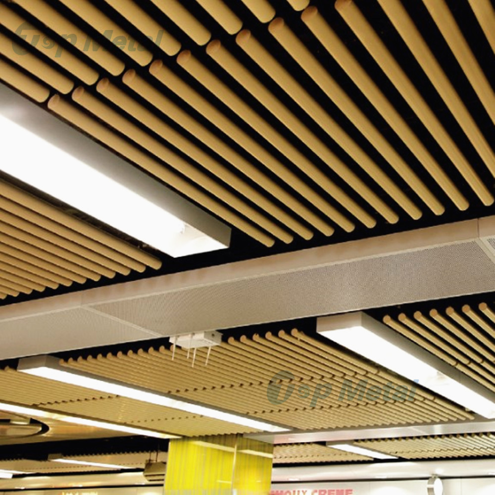 Wood Grain Ceiling Suspended Round Pipe Aluminum Ceiling Pop Design