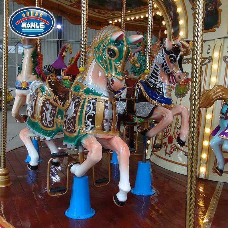 Merry-go-round Amusement Fiberglass Life Size Horse Electric Carousel Horses for Sale