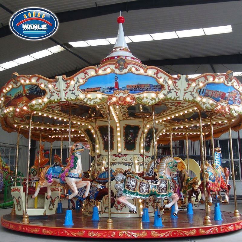 Merry-go-round Amusement Fiberglass Life Size Horse Electric Carousel Horses for Sale