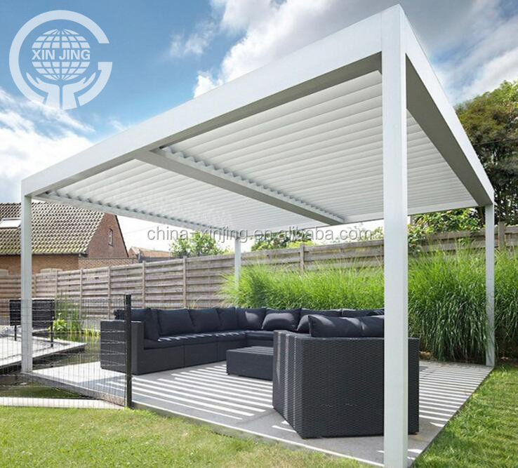 Waterproof Louver Roof System Kits Outdoor Gazebo Pergola Garden Bioclimatic Aluminium Size Customized Colors Aluminum Gazebo