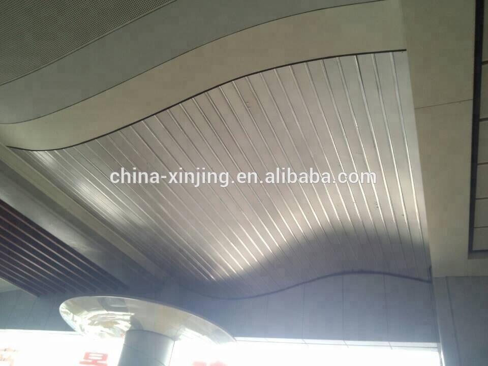 Curved design metal aluminum  linear suspended  strip ceiling