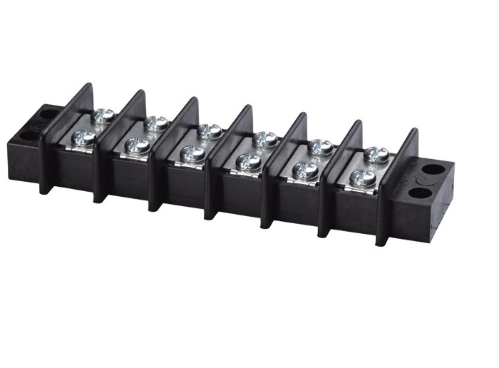 600V TB Series Fixed Type Fence Screw Termina Double Row Fixed Barrier Terminal Block fixing holes 14mm