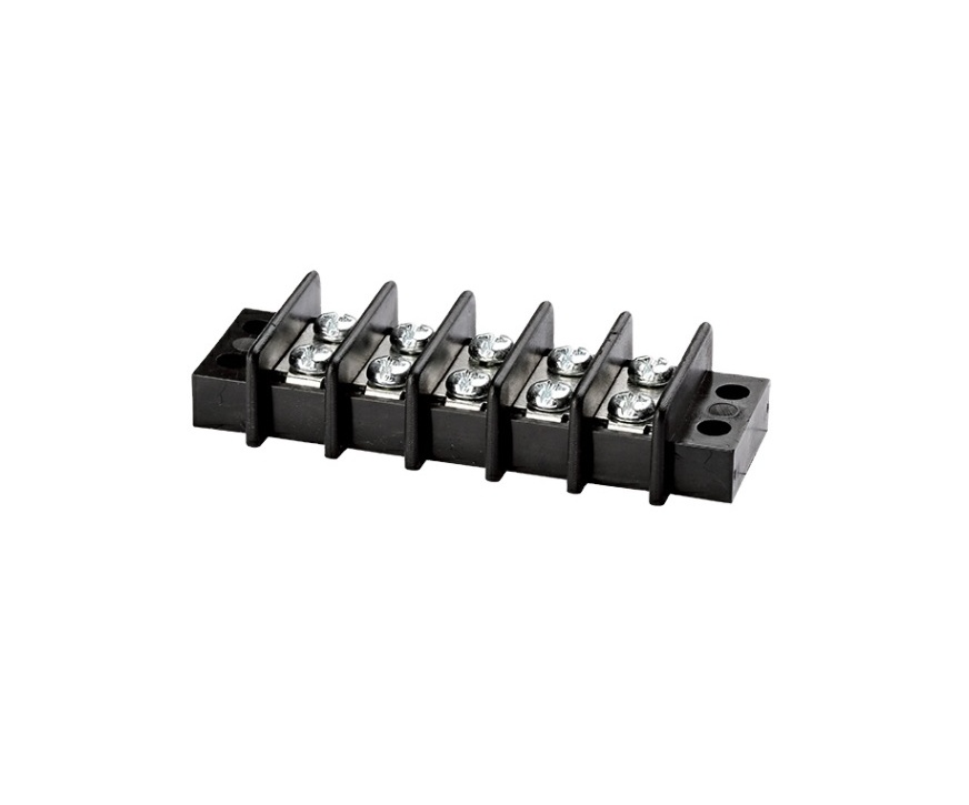 600V TB Series Fixed Type Fence Screw Termina Double Row Fixed Barrier Terminal Block fixing holes 14mm