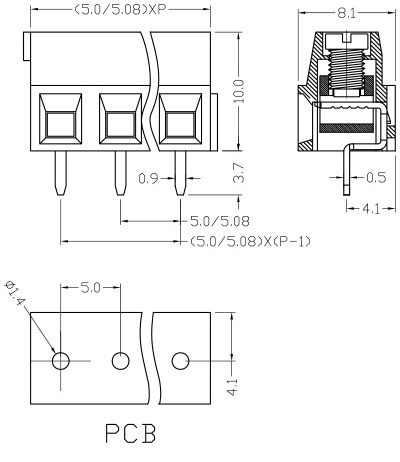 180 degree KF300 WJ300  5.0MM 2P 3P PCB UNIVERSAL SCREW TERMINAL BLOCKS BLUE