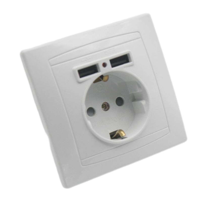 Usb Deep Socket With Child Protection German Standard Concealed European Wall Switch