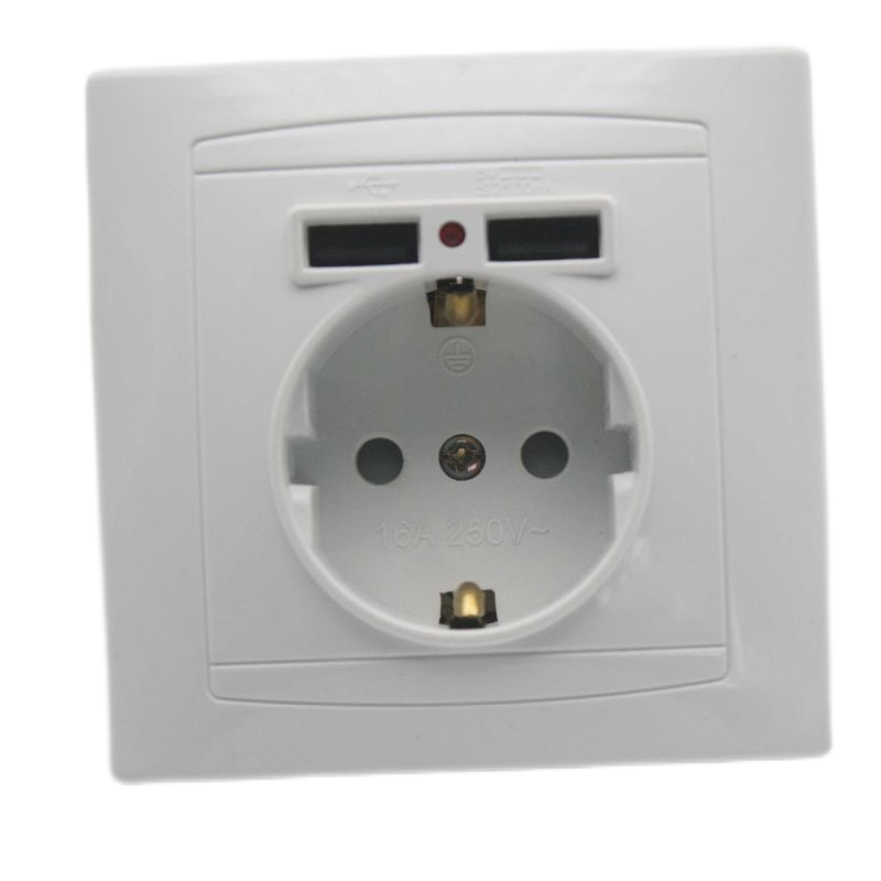 Usb Deep Socket With Child Protection German Standard Concealed European Wall Switch