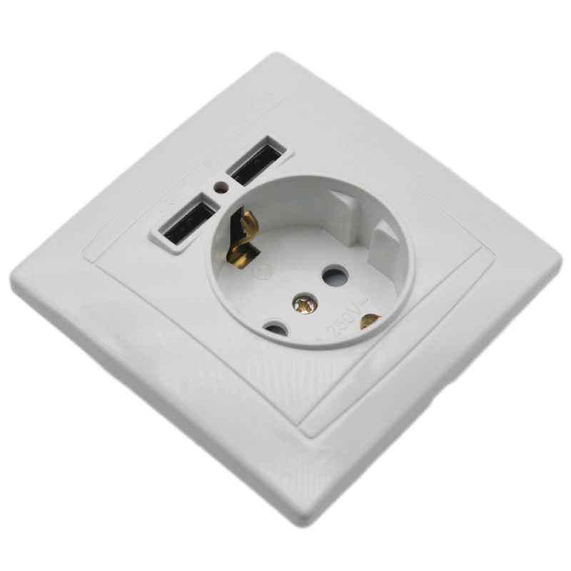 Usb Deep Socket With Child Protection German Standard Concealed European Wall Switch