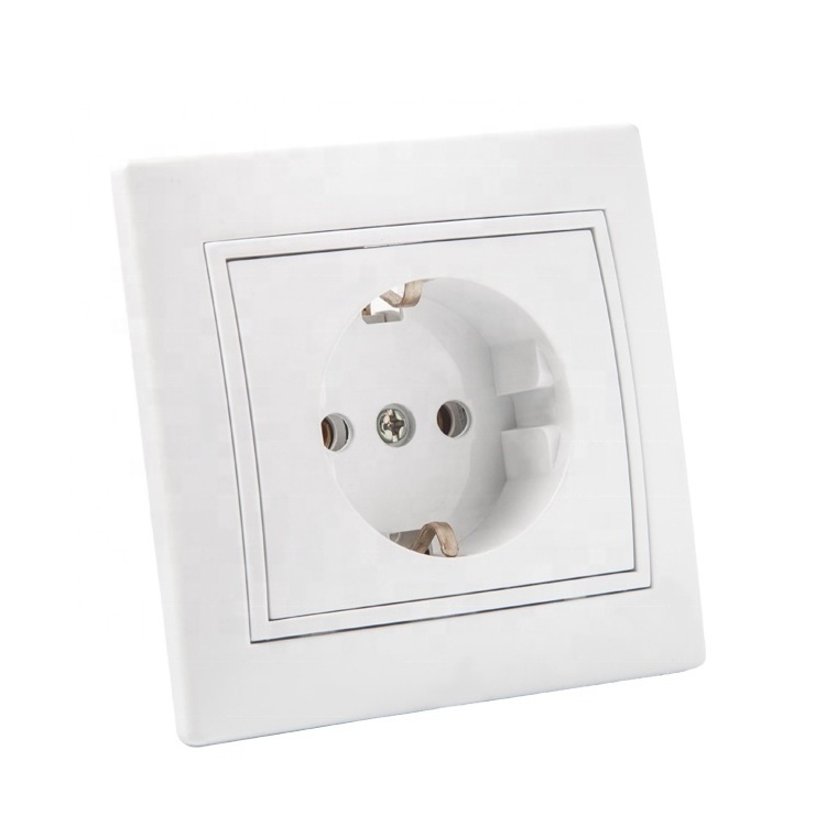 Germany Style Mounted Type Electrical 1 Gang Wall Socket Outlet 2p+e European Wall Socket