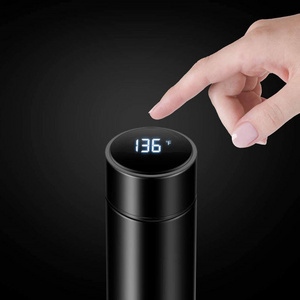 100pcs custom logo 500ml 304 Stainless Steel Led Display Smart Thermos Cup for Child Gift Straight Tumbler Bottle