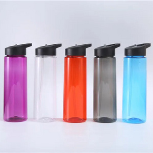 500pcs custom logo Wholesale 500ml  Leak-Proof Clear PS Plastic Sports Water Bottle with Flip Lid and Straw BPA Free