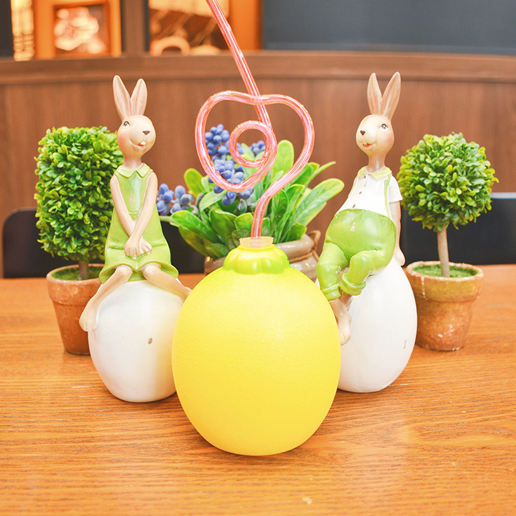 200ml Plastic Kids Drinking Creative Fruit Shape Lemon Cup With Straw