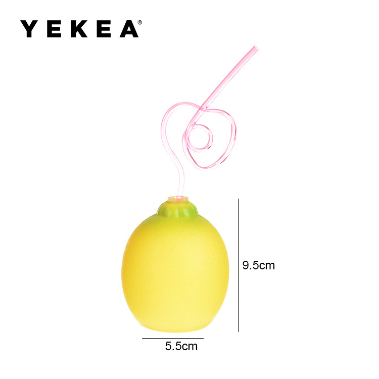 200ml Plastic Kids Drinking Creative Fruit Shape Lemon Cup With Straw