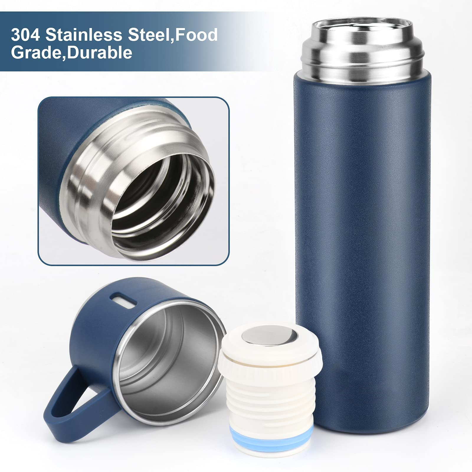 500ml Stainless Steel Thermo Vacuum Insulated Bottle with Cup for Coffee Hot drink and Cold drink water flask Set