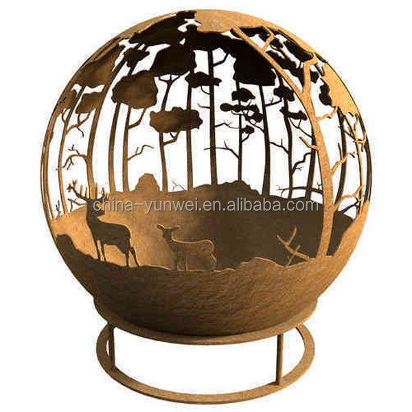 Globe Fireplace Home Corten Steel Fire Pit Sculpture