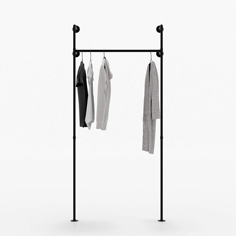 ISO 9001 Workshop Custom Coat Rack for Walk Bedroom Clothes Rack Made of Black Sturdy Tubes for Wall Mounting