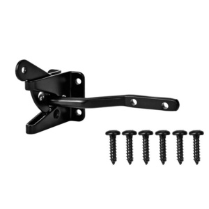 Heavy Duty Gate Latch Black Powder Coated Universal Automatic Carbon Steel Metal Self-Locking Latch