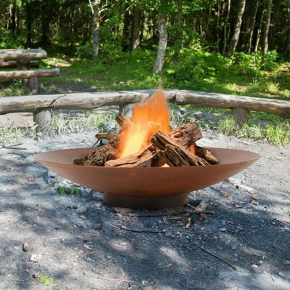 Metal Bbq Corten Steel Hemisphere Fire Pit Large Rusted Iron Fire Pit Half Bowl Corten Steel Firepit Bowl