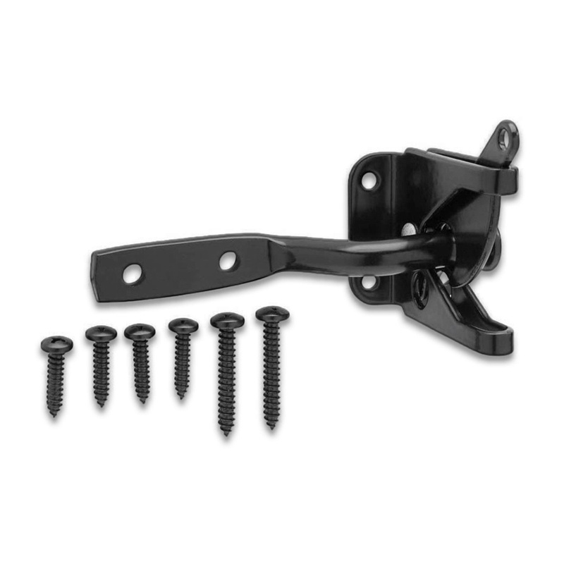 Heavy Duty Gravity Gate Latch Black Powder Coated Universal Automatic Self-Locking Latch of Carbon Steel