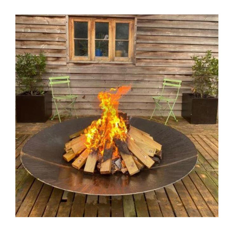 Heavy Duty Large Outdoor Fireplace Metal Corten Steel Stainless Steel Water Garden Firepit Bowl Crusher Cone Rusty Fire Pit