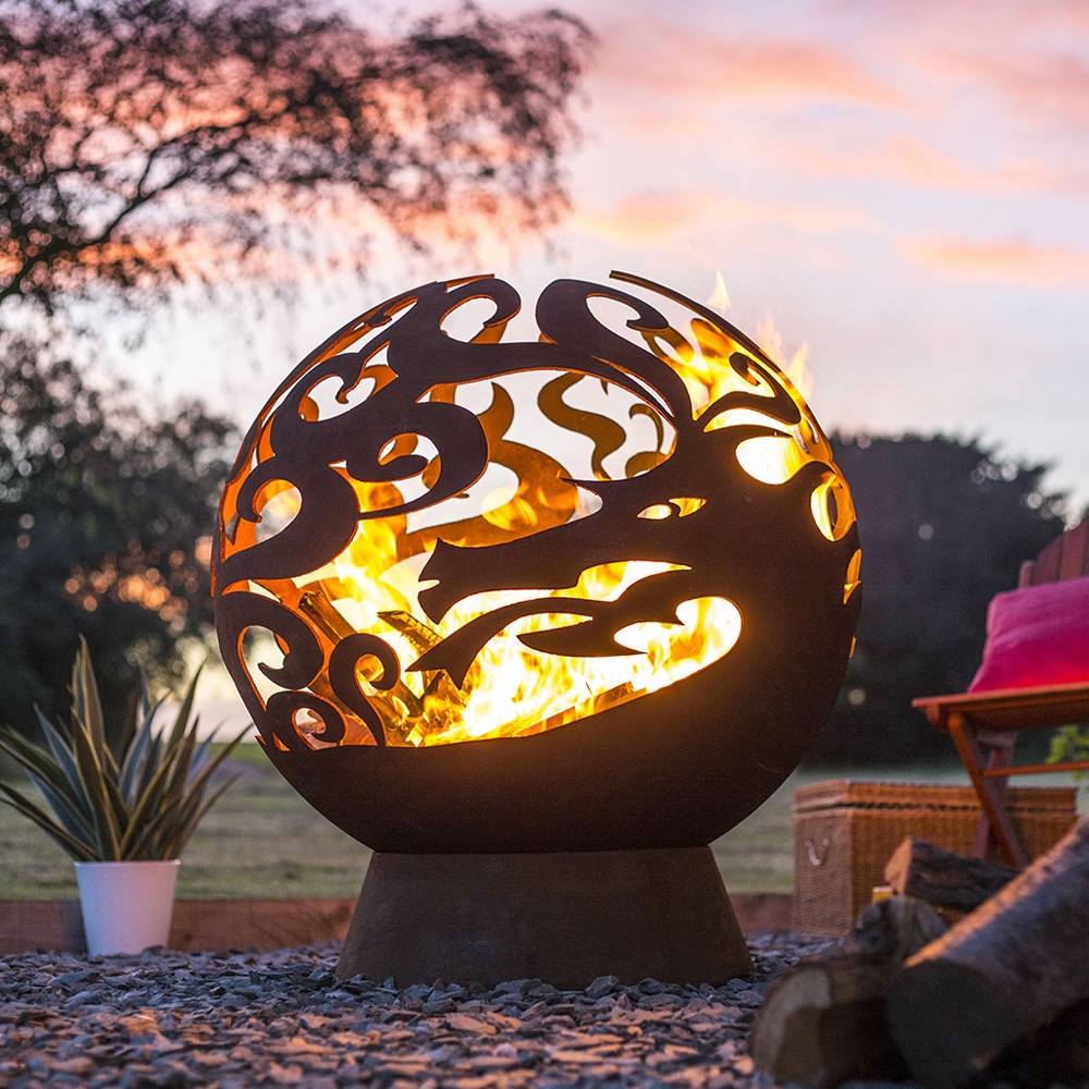 Hot Sale Large 900mm 1000mm Size Corten Steel Garden Wood Burning Sphere Fire Pits