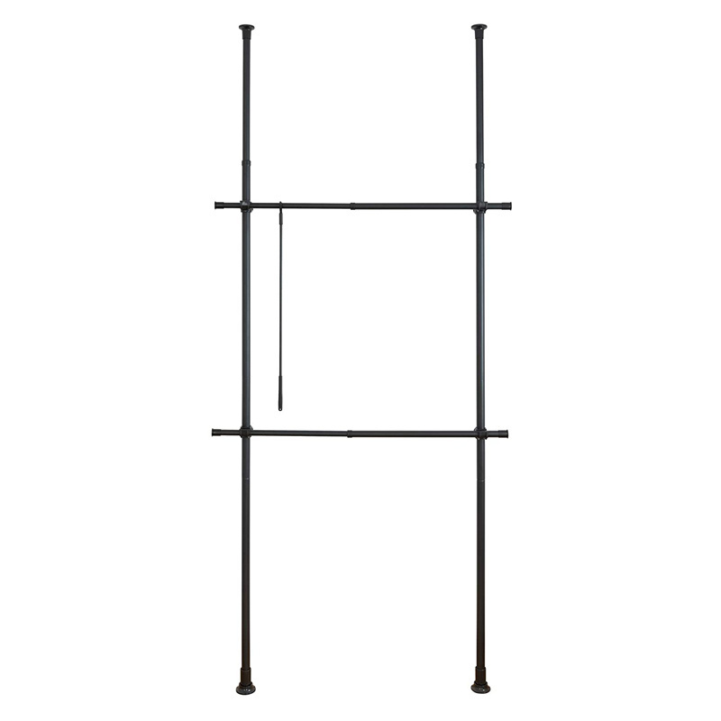 Towel Rail Or Clothes Rack With Wall Or Ceiling Mounting In Bathroom Or Bedroom Made Of Sturdy Tubes In Black