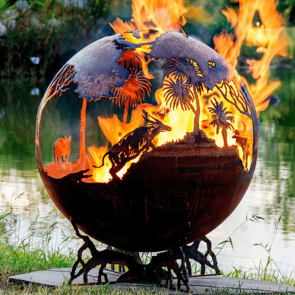 Hot Sale Large 900mm 1000mm Size Corten Steel Garden Wood Burning Sphere Fire Pits