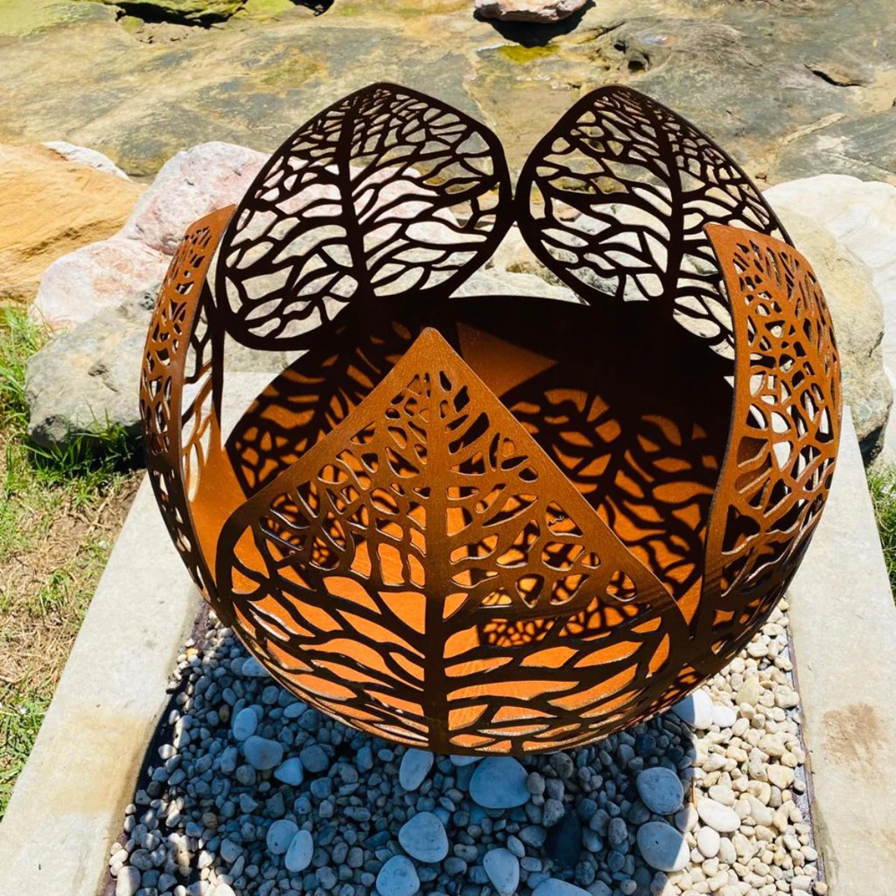 Hot Sale Large 900mm 1000mm Size Corten Steel Garden Wood Burning Sphere Fire Pits