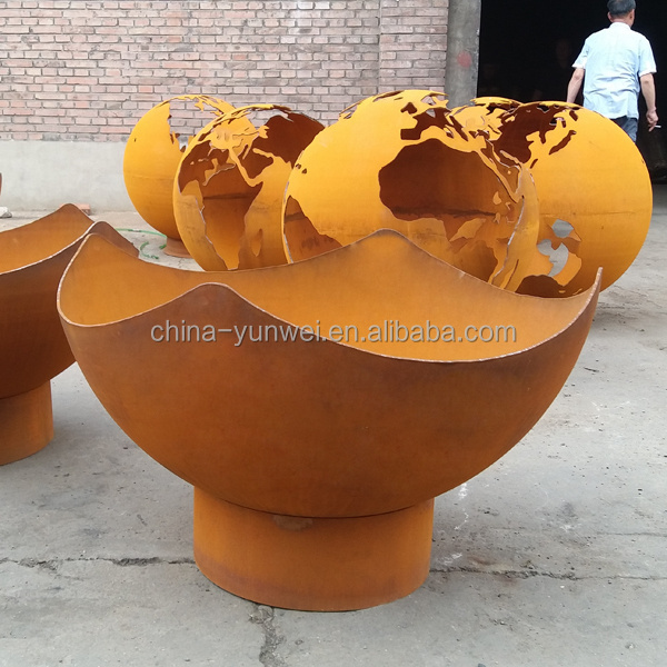 Globe Fireplace Home Corten Steel Fire Pit Sculpture