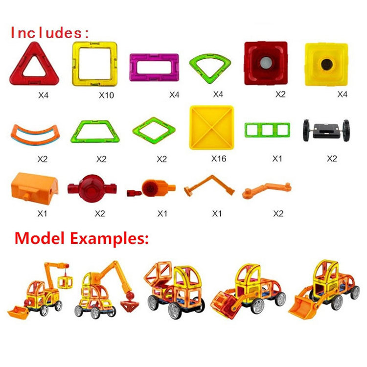 Educational Toys Distributors EN-71 ASTM Certifications Wholesale Magnetic Construction Building Blocks Set for Children Plastic