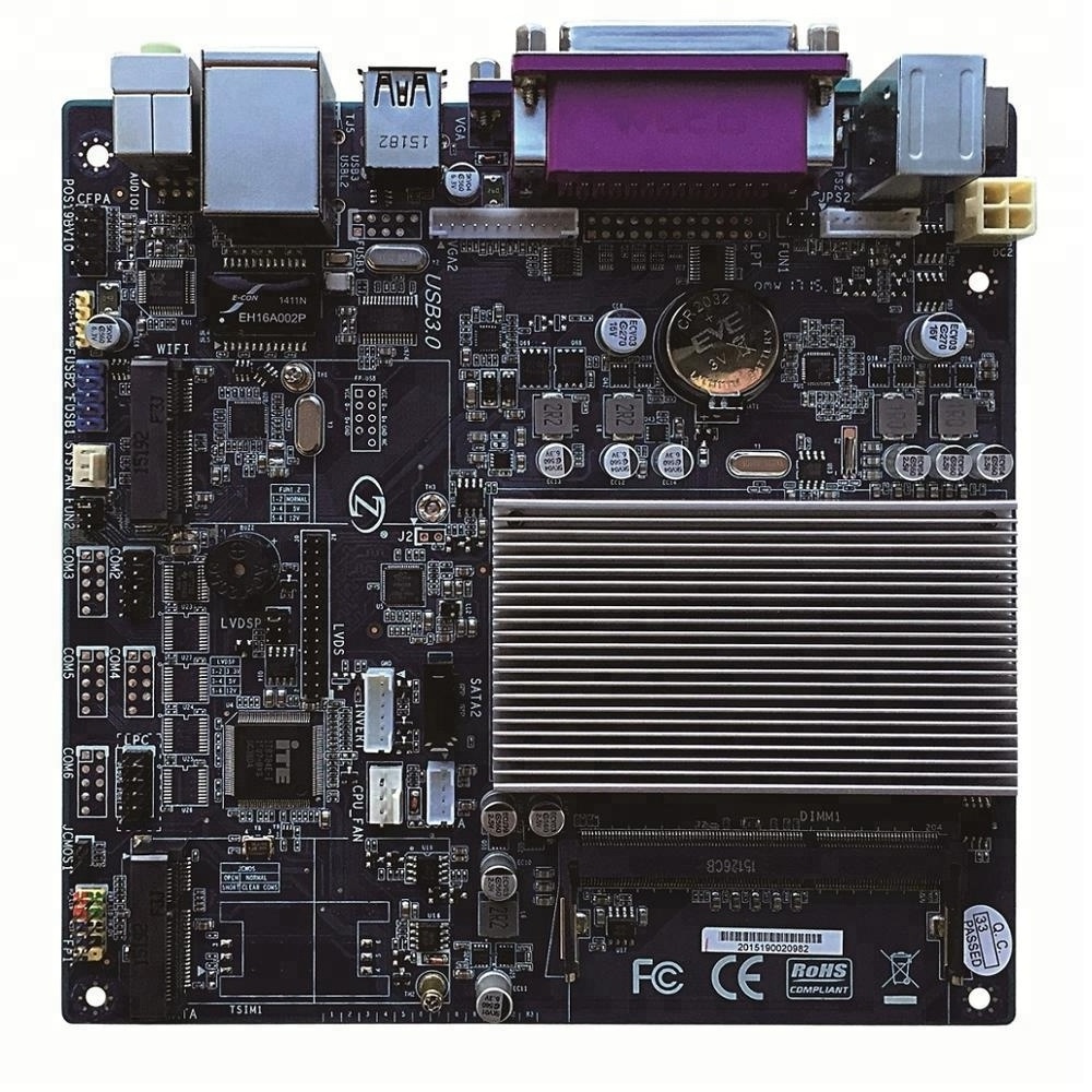 Intel J1800 Dual Core CPU combos DDR3 Mini ITX 12V DC input POS Motherboard with VGA port