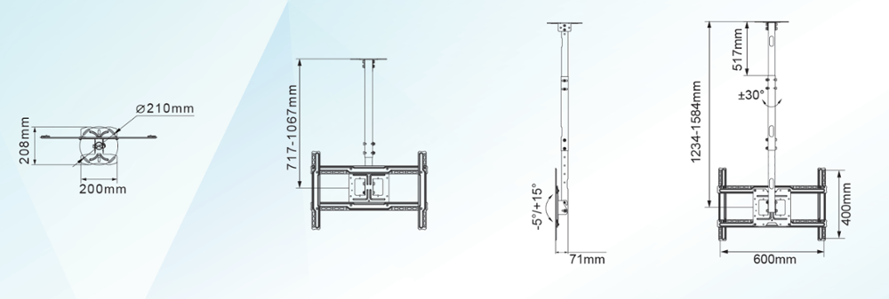 Flip Down Retractable Ceiling Roof Mount TV Bracket For 32-70 Inch