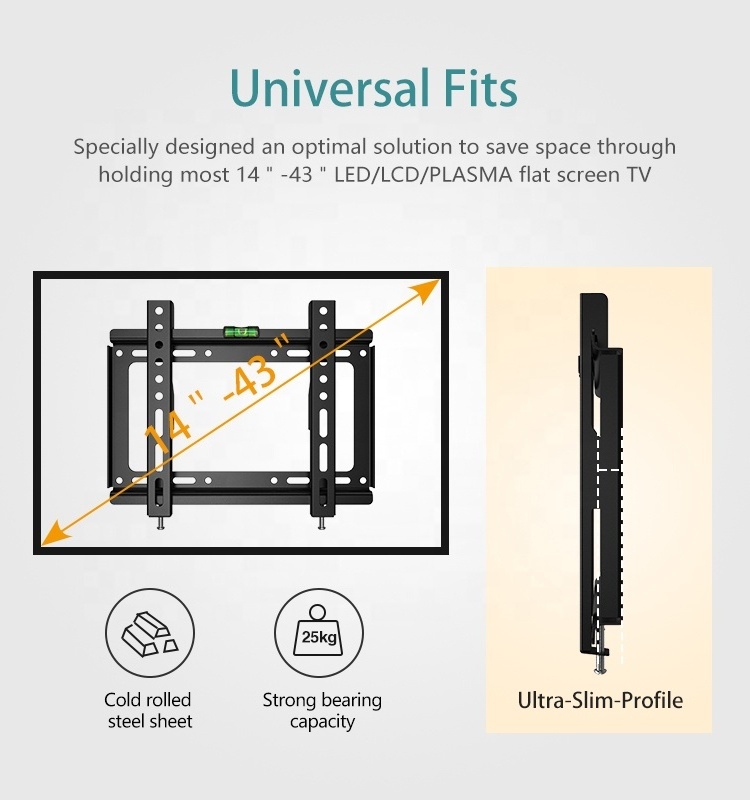 Universal Slim Tilt Soportes De LCD Swivel TV Wall Bracket for 14