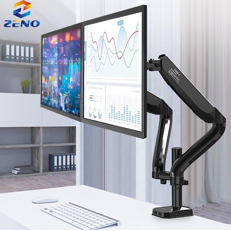 Ds90-2 Dual Monitor Arm Bracket Stand Riser Computer Desk Mount Double Arm For Monitor Computer Arm 2 Monitors