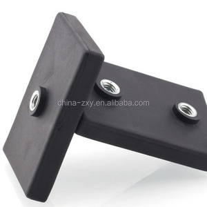 Rubber coated screw mounted square block magnet holder Magnets with Thread